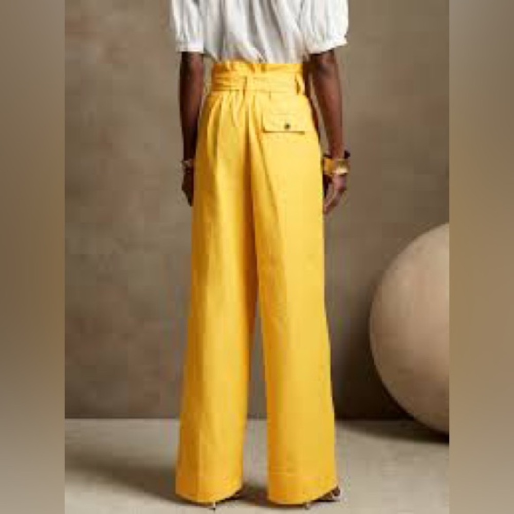 🏷️ NWT Banana Republic Wide-Leg Paperbag Pant in Yellow Umbrella XS - Picture 2 of 7